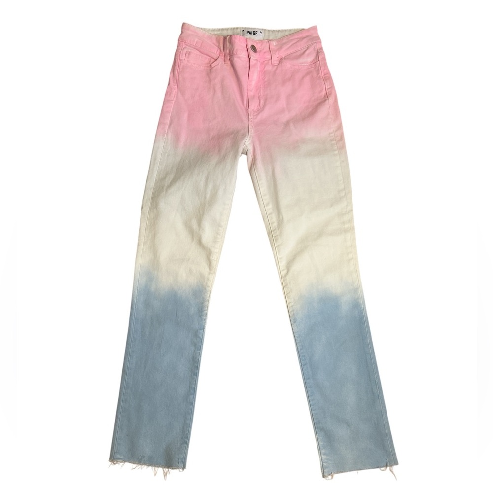 PAIGE 3 Color Hoxton Slim Ankle Denim Jeans, Pink White & Blue women’s 25 - Picture 2 of 13
